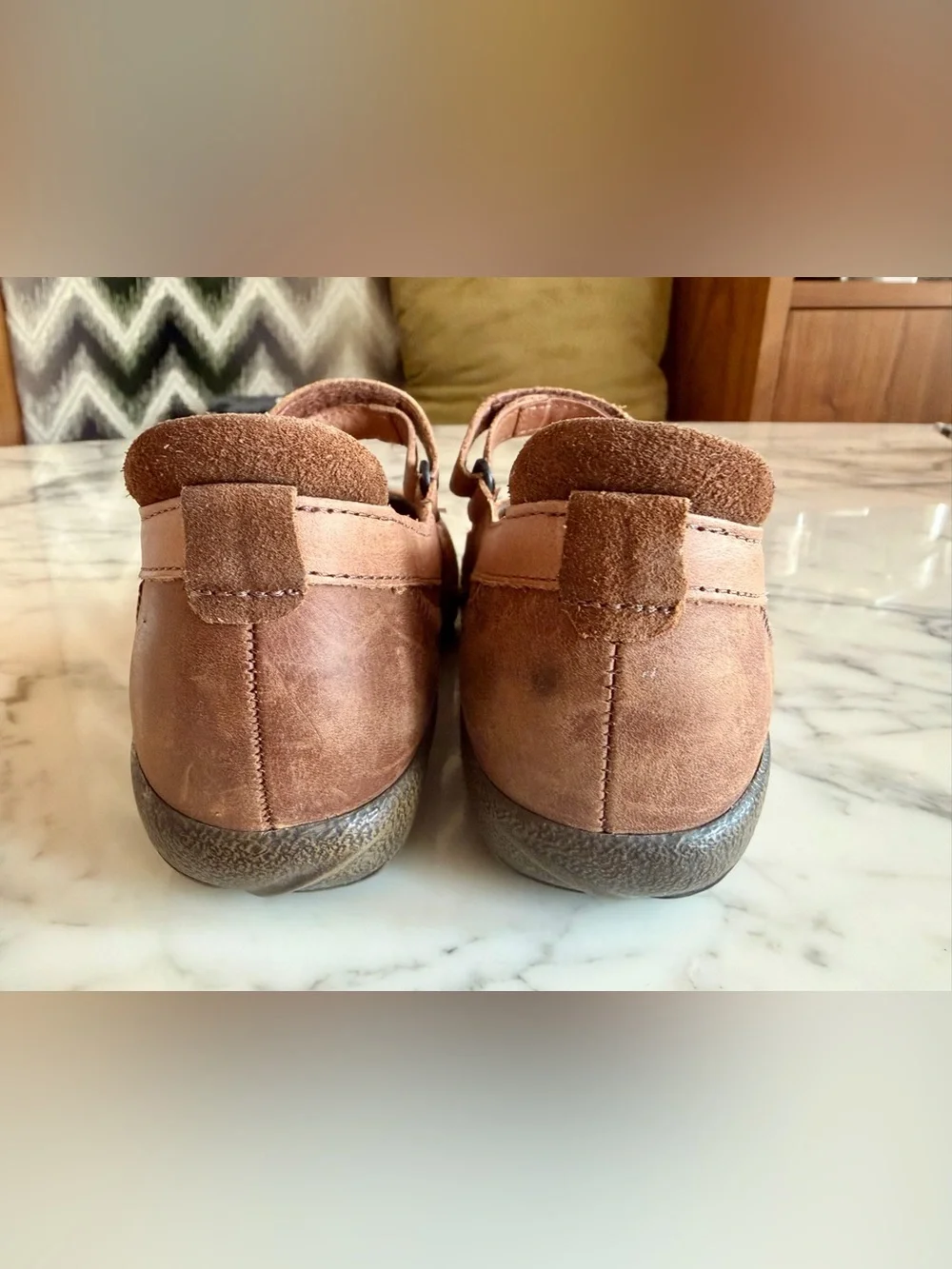 NAOT Kirei Leather & Suede Platform Mary Jane Shoes 39 Antique Brown Suede Combo